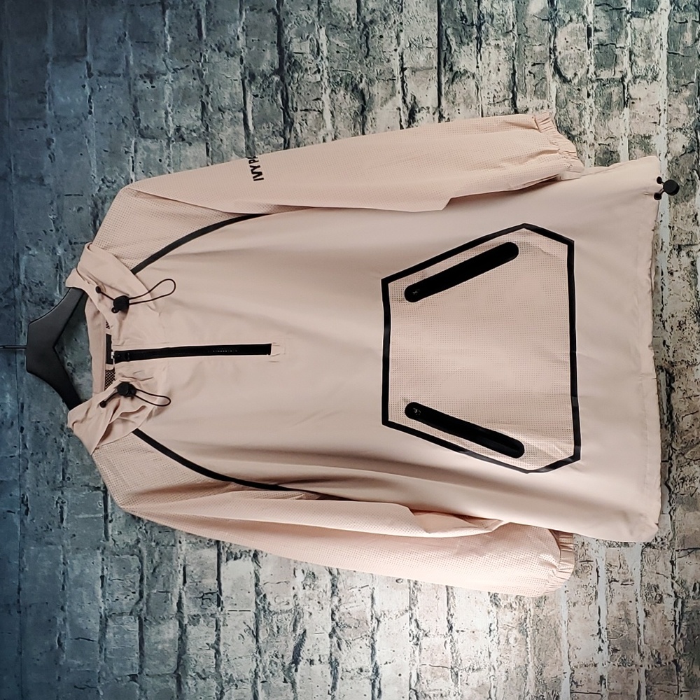 Ivy Park | Oversized Tan and Black Nylon Pullover Anorak Hoodie